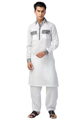 White plain cotton pathani-suits 1
