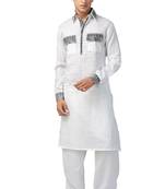 White plain cotton pathani-suits