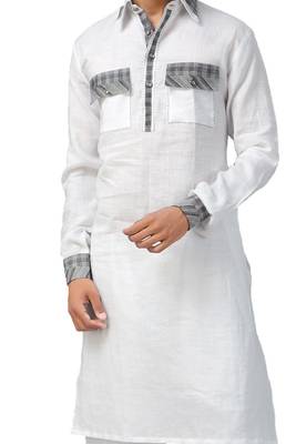 White plain cotton pathani-suits 3