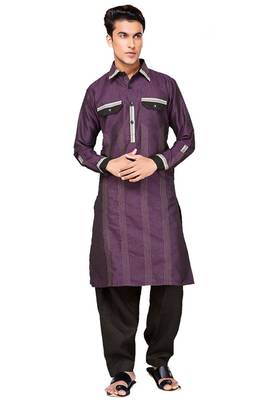 Purple plain cotton pathani-suits 1