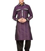 Purple plain cotton pathani-suits