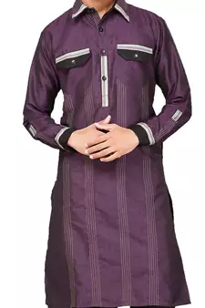 Purple plain cotton pathani-suits