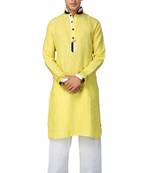 Yellow plain linen pathani-suits