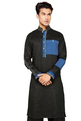 Black plain cotton pathani-suits 1