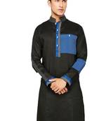 Black plain cotton pathani-suits