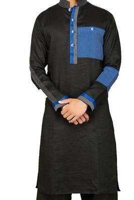 Black plain cotton pathani-suits 2