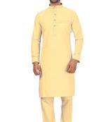 Yellow plain cotton pathani-suits