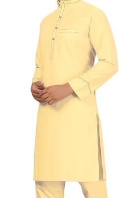 Yellow plain cotton pathani-suits 3