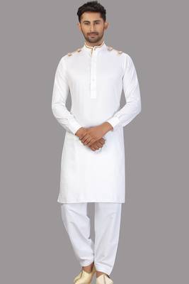 White plain cotton pathani-suits 1