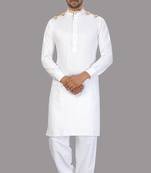 White plain cotton pathani-suits