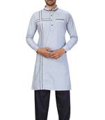 Blue plain cotton pathani-suits