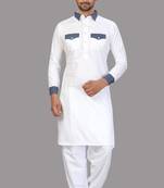 White plain cotton pathani-suits