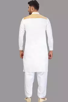 White plain cotton pathani-suits
