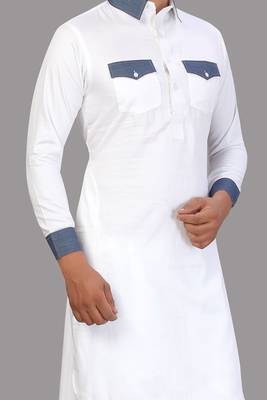 White plain cotton pathani-suits 2
