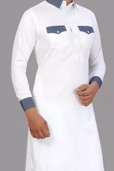 White plain cotton pathani-suits