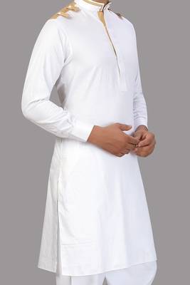 White plain cotton pathani-suits 3