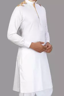 White plain cotton pathani-suits