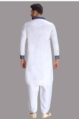 White plain cotton pathani-suits 3