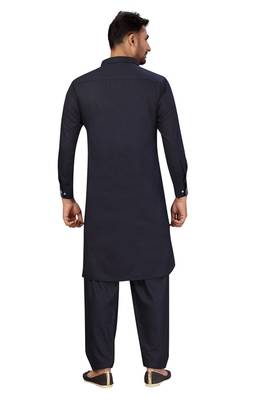 Blue plain cotton pathani-suits 3