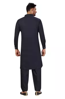 Blue plain cotton pathani-suits
