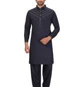 Blue plain cotton pathani-suits