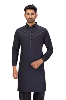 Blue plain cotton pathani-suits