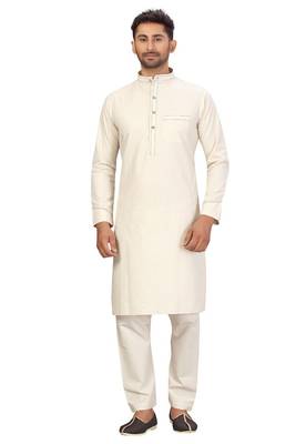 Fawn plain cotton pathani-suits 1