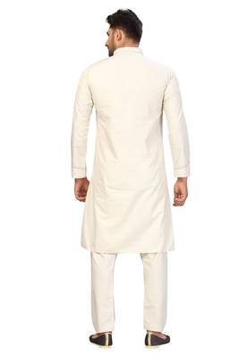 Fawn plain cotton pathani-suits 2