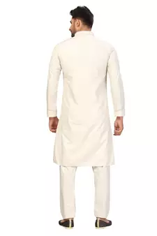 Fawn plain cotton pathani-suits