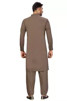 Brown plain cotton pathani-suits
