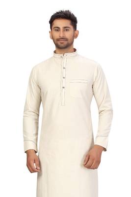 Fawn plain cotton pathani-suits 3