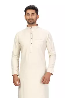 Fawn plain cotton pathani-suits