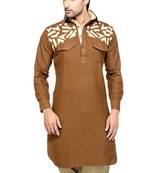 Brown plain cotton pathani-suits