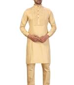 Fawn plain cotton pathani-suits