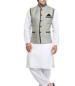 White plain cotton pathani-suits