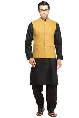 Black plain cotton pathani-suits 1