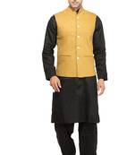 Black plain cotton pathani-suits