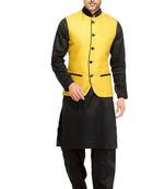 Black plain cotton pathani-suits