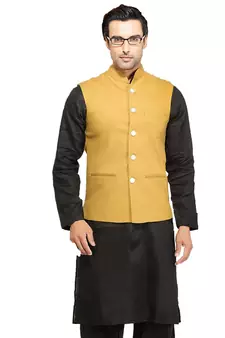 Black plain cotton pathani-suits