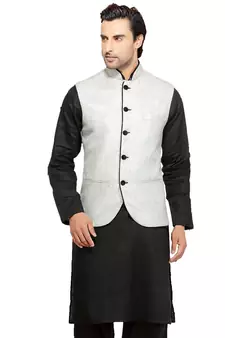 Black plain cotton pathani-suits