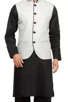 Black plain cotton pathani-suits