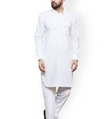 White plain cotton pathani-suits