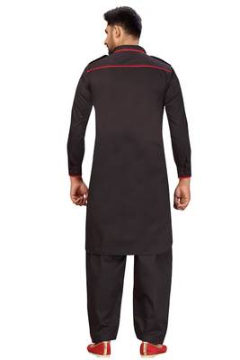 Black plain cotton pathani-suits 2