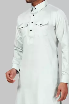 Green plain cotton pathani-suits