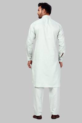 Green plain cotton pathani-suits 3