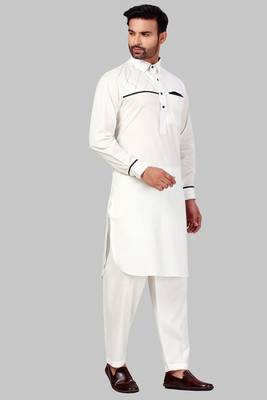 Fawn plain cotton pathani-suits 1