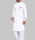 White plain cotton pathani-suits