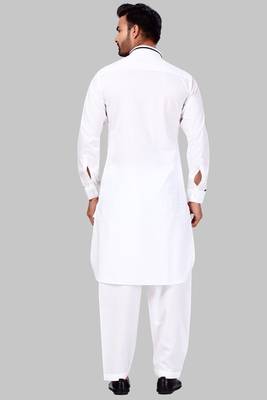 White plain cotton pathani-suits 3