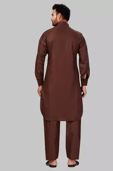 Brown plain cotton pathani-suits