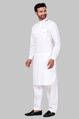 White plain cotton pathani-suits 1